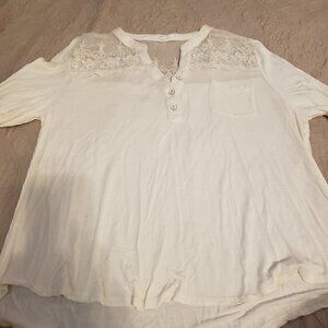 MINE Too Lace Insert Yoke Top